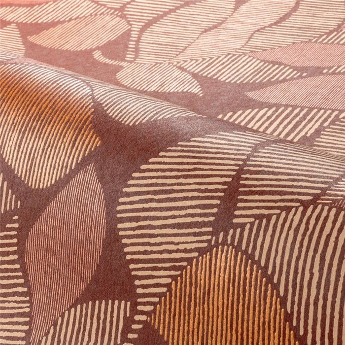Wallpaper with Abstract Leaves in Terracotta and Orange · Casamance Tressora 76911222