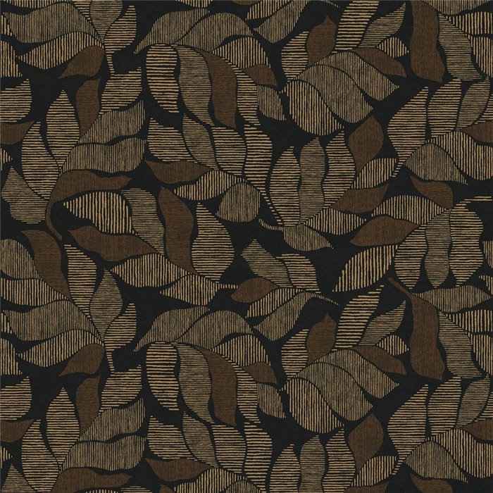 Papel pintado de hojas botánicas negro y dorado · Casamance Tressora 76911324