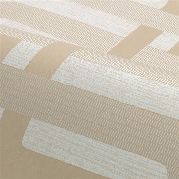 Wallpaper Interlocking Geometric Pattern Light Beige · Casamance Tressora 76932854