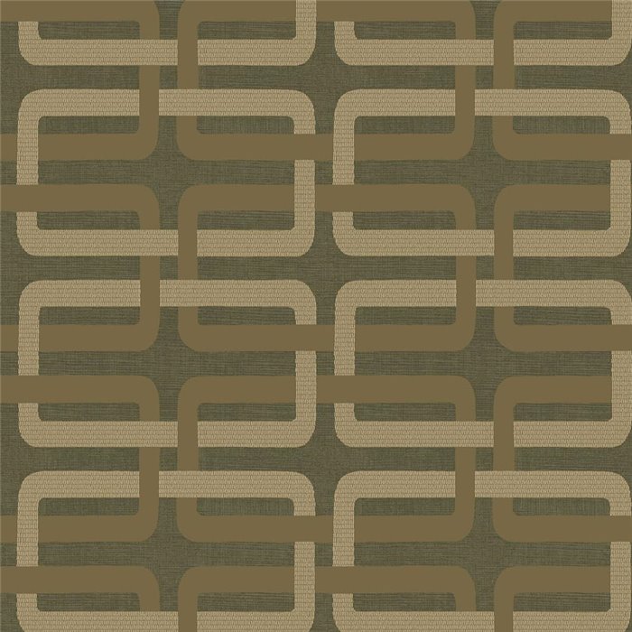 Papel pintado geométrico entrelazado verde caqui y beige · Casamance Tressora 76932956
