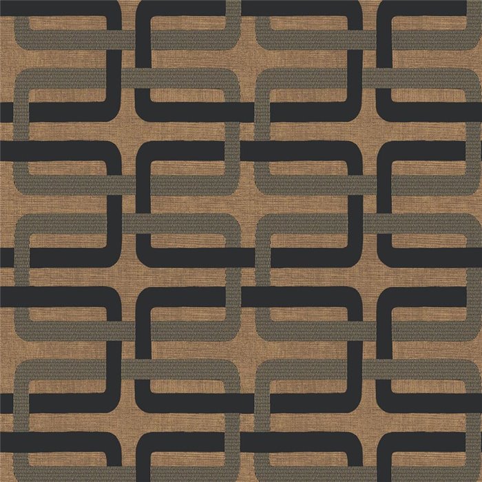 Geometrische 70er Jahre Tapete Braun und Schwarz · Casamance Tressora 76933160