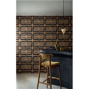 70s Geometric Wallpaper Brown and Black 2