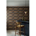 Papel pintado Años 70 geométrico marrón y negro · Casamance Tressora 76933160