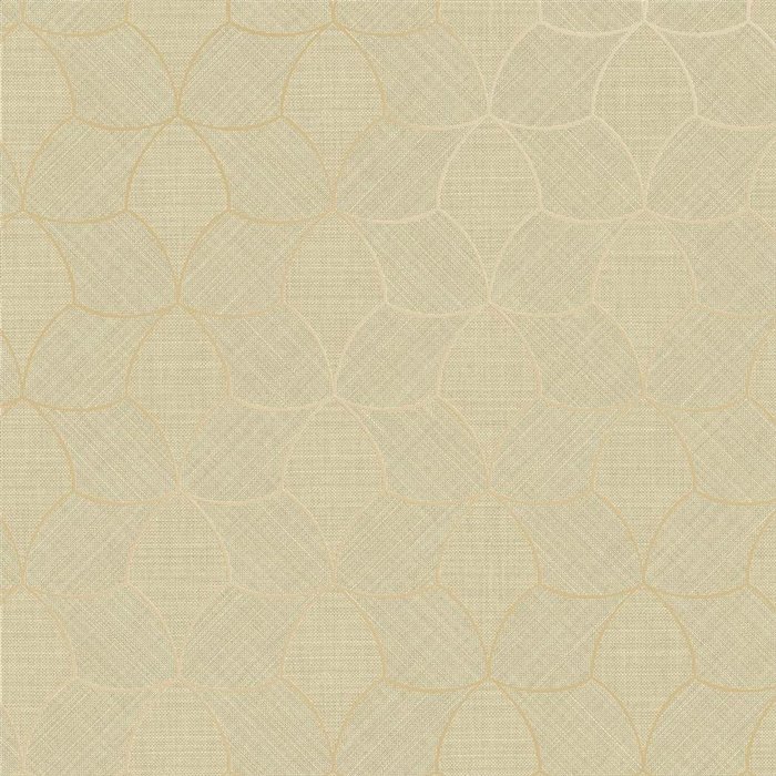 Tapete Geometrisches Muster Beige und Gold · Casamance Tressora 76943364