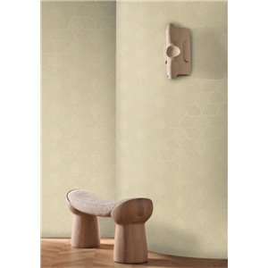 Papel pintado geométrico beige y dorado 2