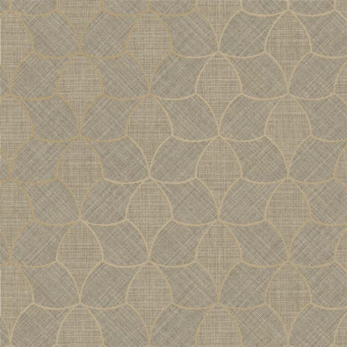 Papier peint effet textile géométrique beige et doré · Casamance Tressora 76943568