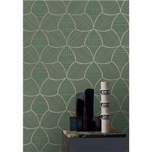 Geometric Curved Shapes Dark Green Wallpaper 2