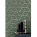 Papel pintado geométrico de formas curvas verde oscuro · Casamance Tressora 76943670