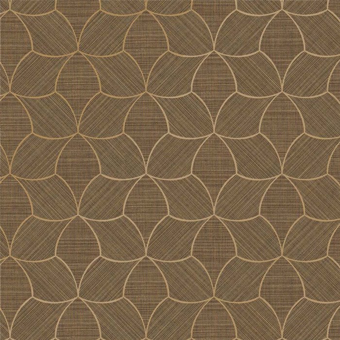Wallpaper Geometric Textile Effect Brown and Gold · Casamance Tressora 76944078