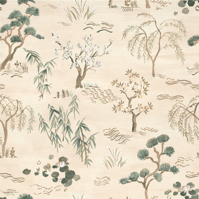 Japanese Trees Beige Wallpaper · Casamance Legendes 70000100
