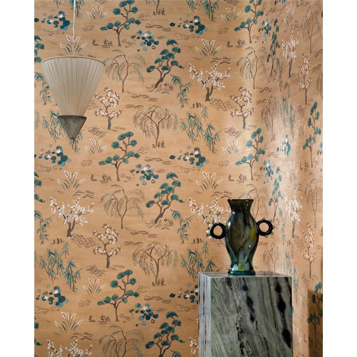 Japanische Landschaft Tapete Gold · Casamance Legendes 70000202