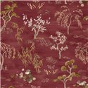 Papier peint japonais floral bordeaux · Casamance Legendes 70000304