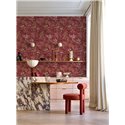 Papel pintado japonés floral burdeos · Casamance Legendes 70000304
