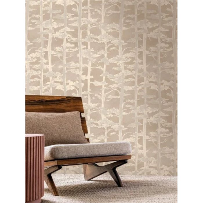 Papier peint arbres japonais beige et blanc · Casamance Legendes 70040508