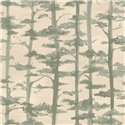 Papel pintado japonés de árboles en beige y verde eucalipto · Casamance Legendes 70040610