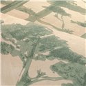 Papel pintado japonés de árboles en beige y verde eucalipto · Casamance Legendes 70040610