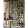 Papier peint japonais arbres dorés et bleu pétrole · Casamance Legendes 70040712