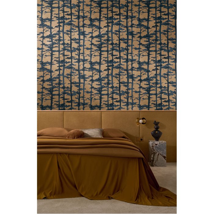 Papier peint japonais arbres bleu foncé · Casamance Legendes 70040814