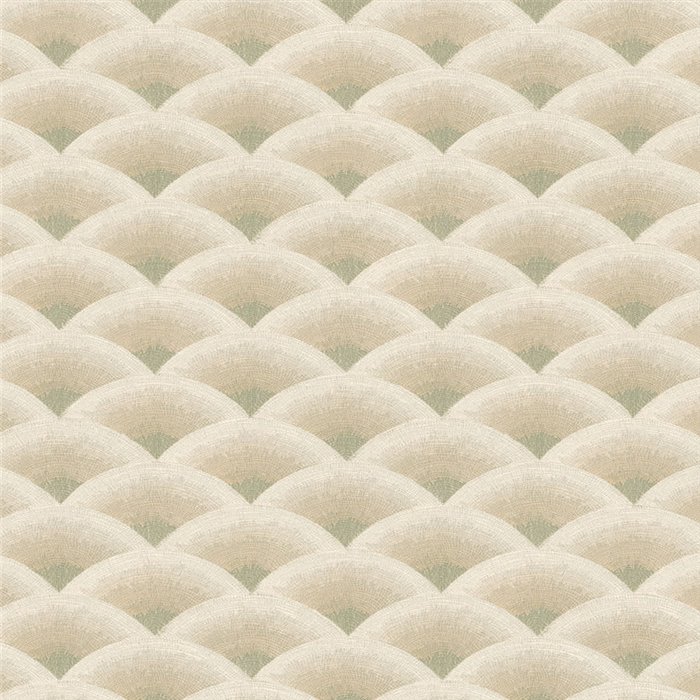 Japanische Wellen Tapete in Beige und Hellgrün · Casamance Legendes 70091018