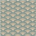 Papel pintado de ondas verde azulado y beige · Casamance Legendes 70091120