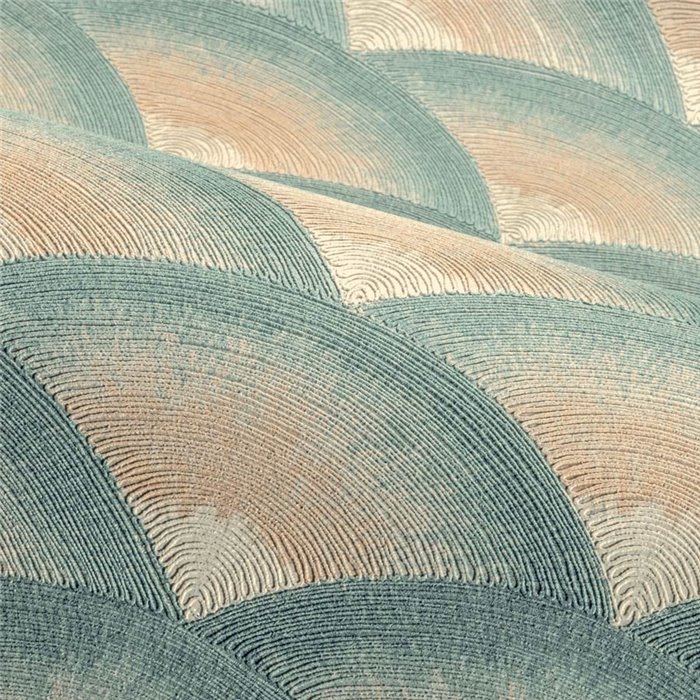 Papier peint à motifs vagues céladon et lin · Casamance Legendes 70091120