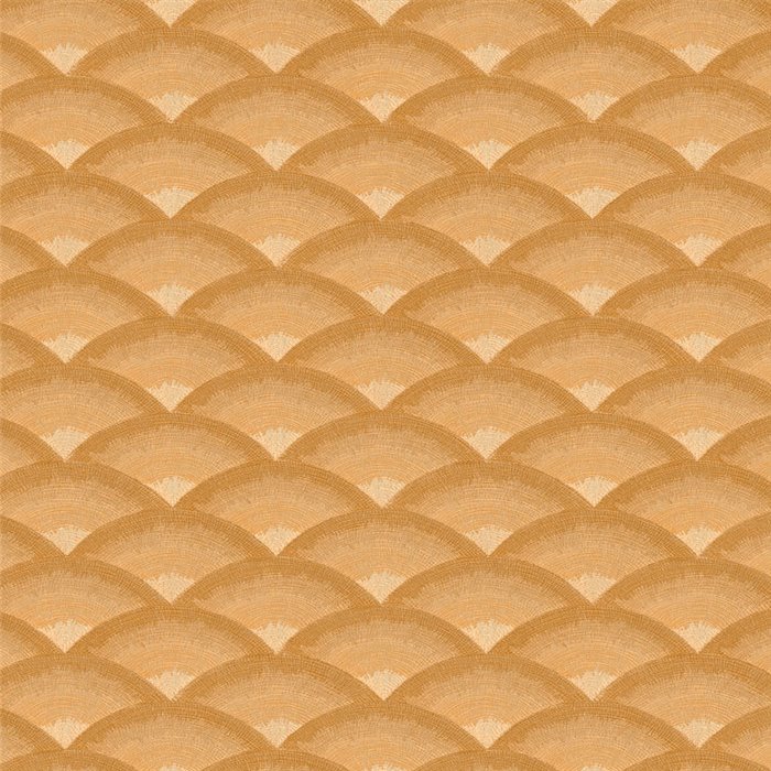 Geometric wave pattern wallpaper in gold · Casamance Legendes 70091222