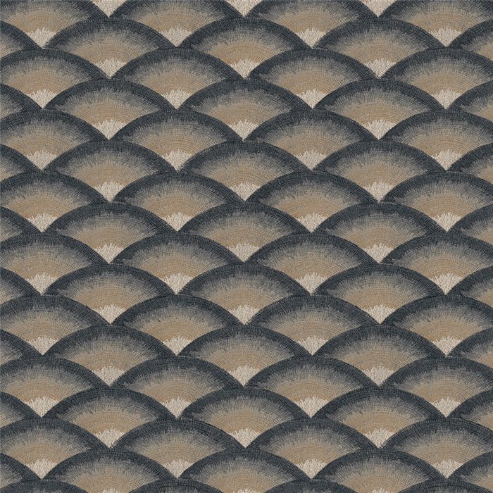 Papier peint géométrique ondes noir et doré · Casamance Legendes 70091426