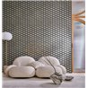 Papel pintado geométrico de ondas negro y dorado · Casamance Legendes 70091426