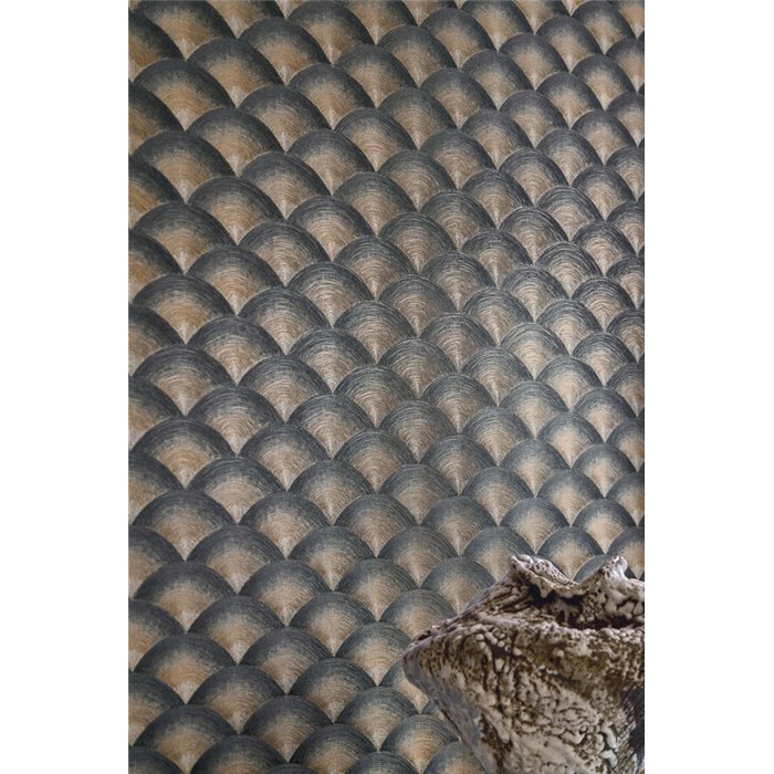 Papier peint géométrique ondes noir et doré · Casamance Legendes 70091426
