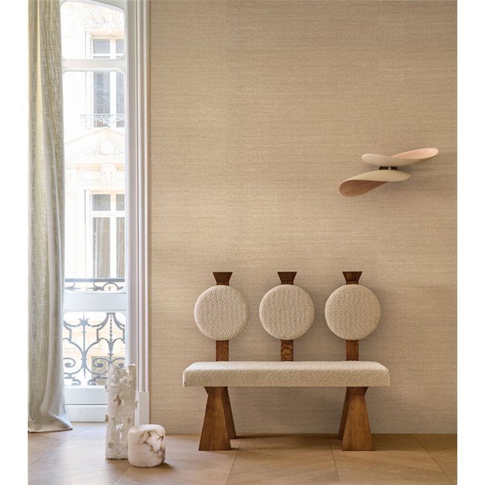 Papel pintado efecto seda beige dorado · Casamance Legendes 70172038