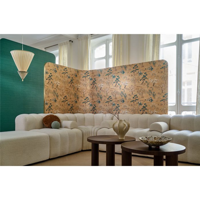 Papier peint effet soie vert · Casamance Legendes 70172548