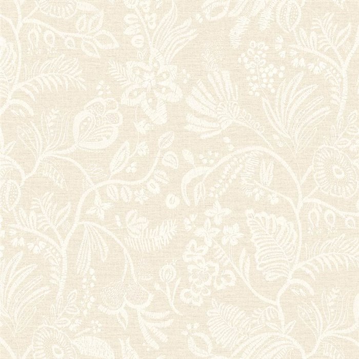 Papel pintado de ramas bordadas en marfil · Casamance Broderies 76960100