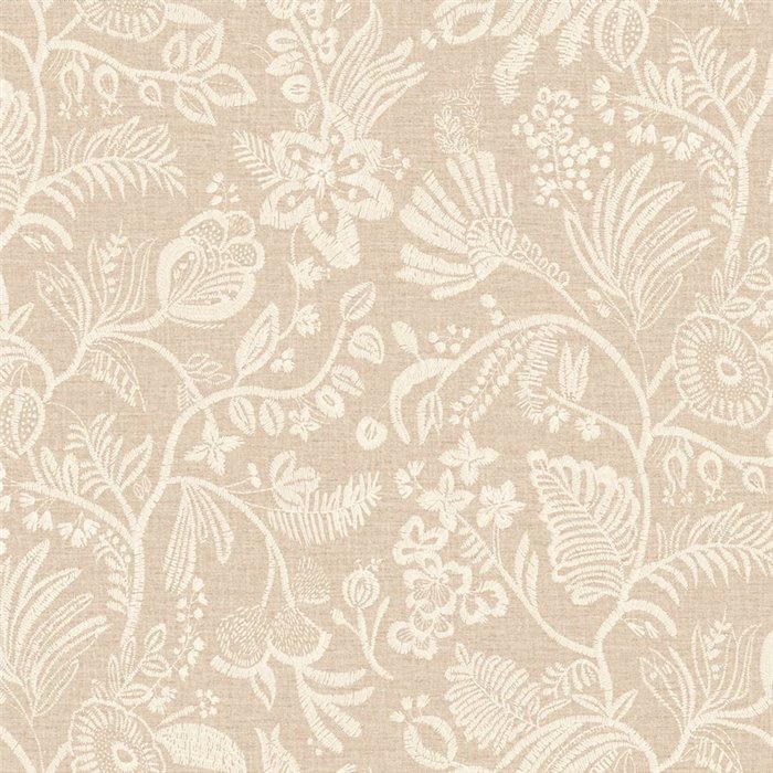 Japanese floral beige wallpaper elegant · Casamance Broderies 76960202