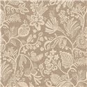 Papel pintado floral con bordado sobre fondo marrón claro · Casamance Broderies 76960406
