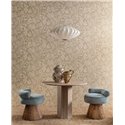 Papier peint floral avec motif brodé sur fond marron clair · Casamance Broderies 76960406