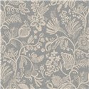 Floral grey wallpaper with embroidered leaves · Casamance Broderies 76960508