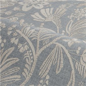 Floral grey wallpaper with embroidered leaves 2