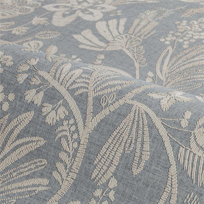 Floral grey wallpaper with embroidered leaves · Casamance Broderies 76960508