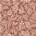 Tapete mit gestickten Blütenzweigen auf Terrakotta · Casamance Broderies 76960814