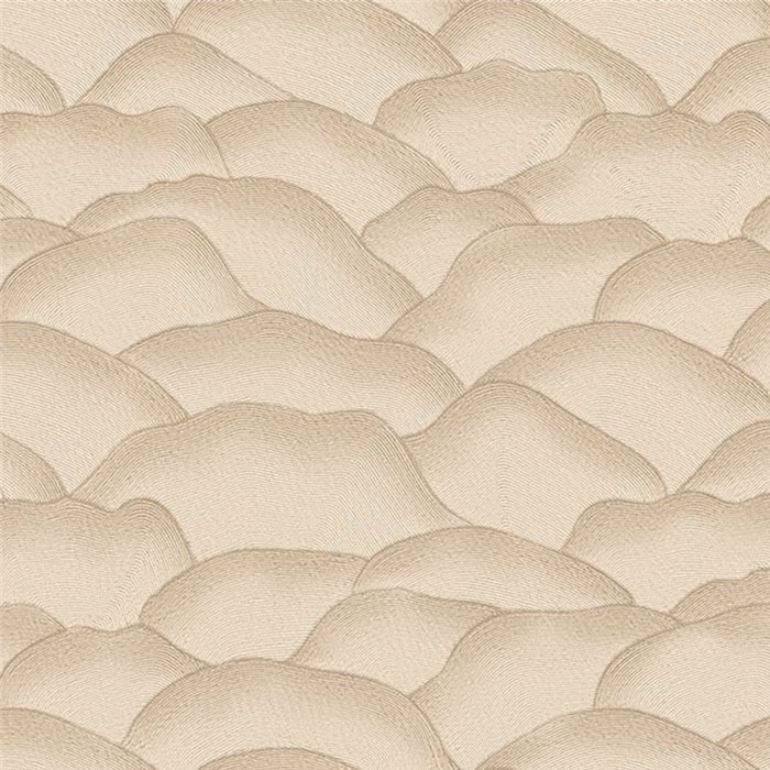 Wallpaper with overlapping wave forms in warm beige · Casamance Broderies 76971324