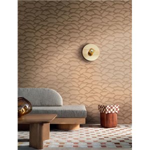 Papel pintado de ondas superpuestas en beige cálido 2