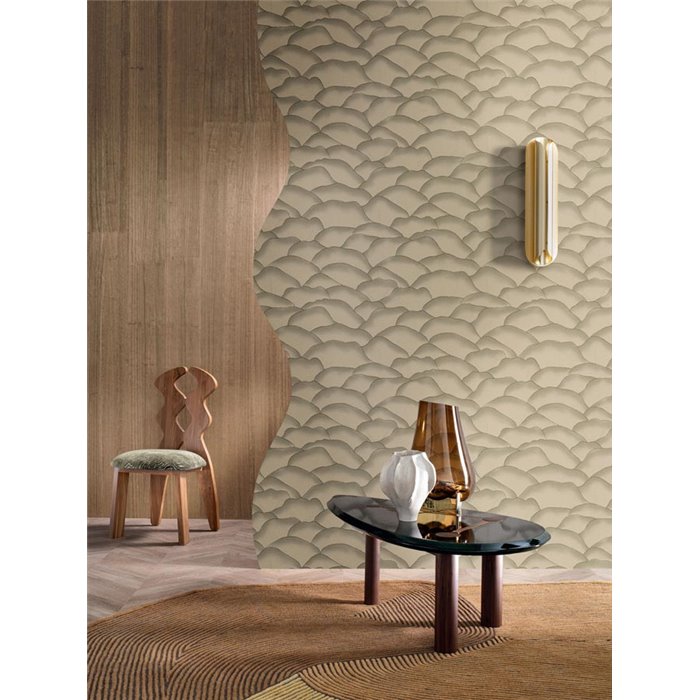 Wave patterned wallpaper in beige and brown · Casamance Broderies 76971630