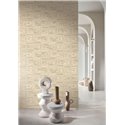 Papel pintado geométrico con rombos en beige arena · Casamance Broderies 76982140