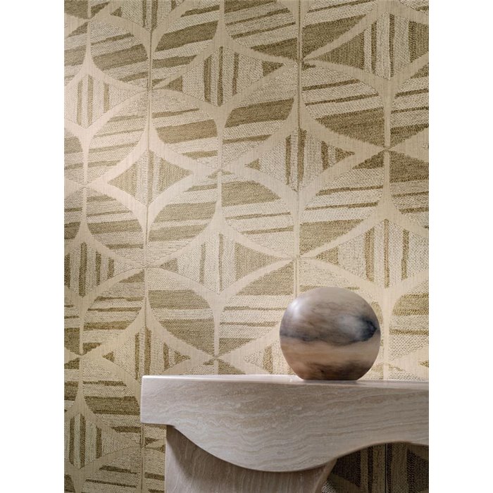 Beige geometrische Tapete mit warmen Tönen · Casamance Broderies 76982344
