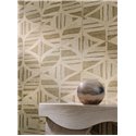 Papel pintado geométrico beige cálido · Casamance Broderies 76982344