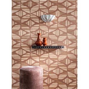 Papel pintado geométrico en marrón y beige 2