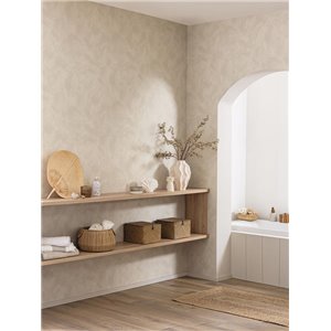 Papel pintado liso efecto estuco beige 2