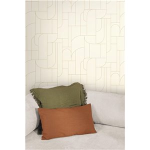 Papel pintado geométrico minimalista beige 2