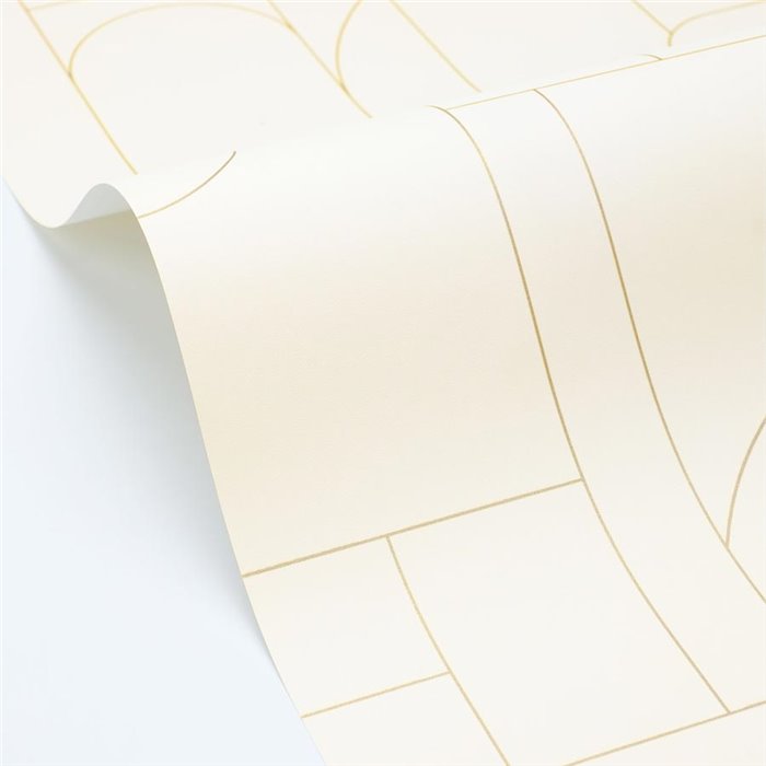 Papel pintado geométrico minimalista beige · Caselio Maison Simeon 107390199