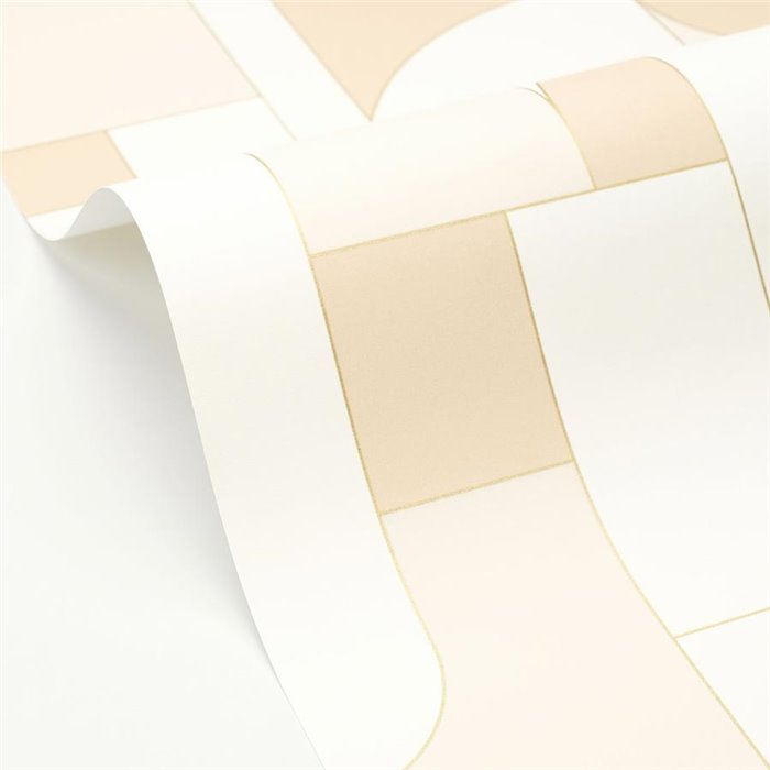 Papel pintado geométrico beige contemporáneo · Caselio Maison Simeon 107390387